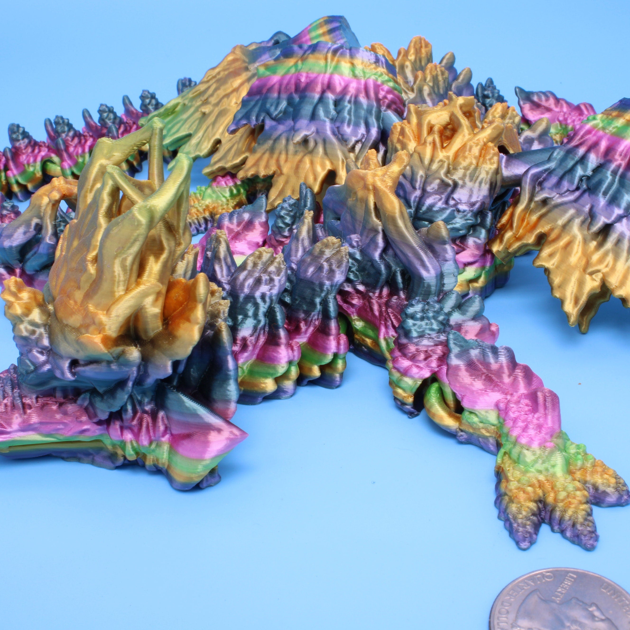 Autumn Wing Dragon | Rainbow | 3D printed | 19 in.