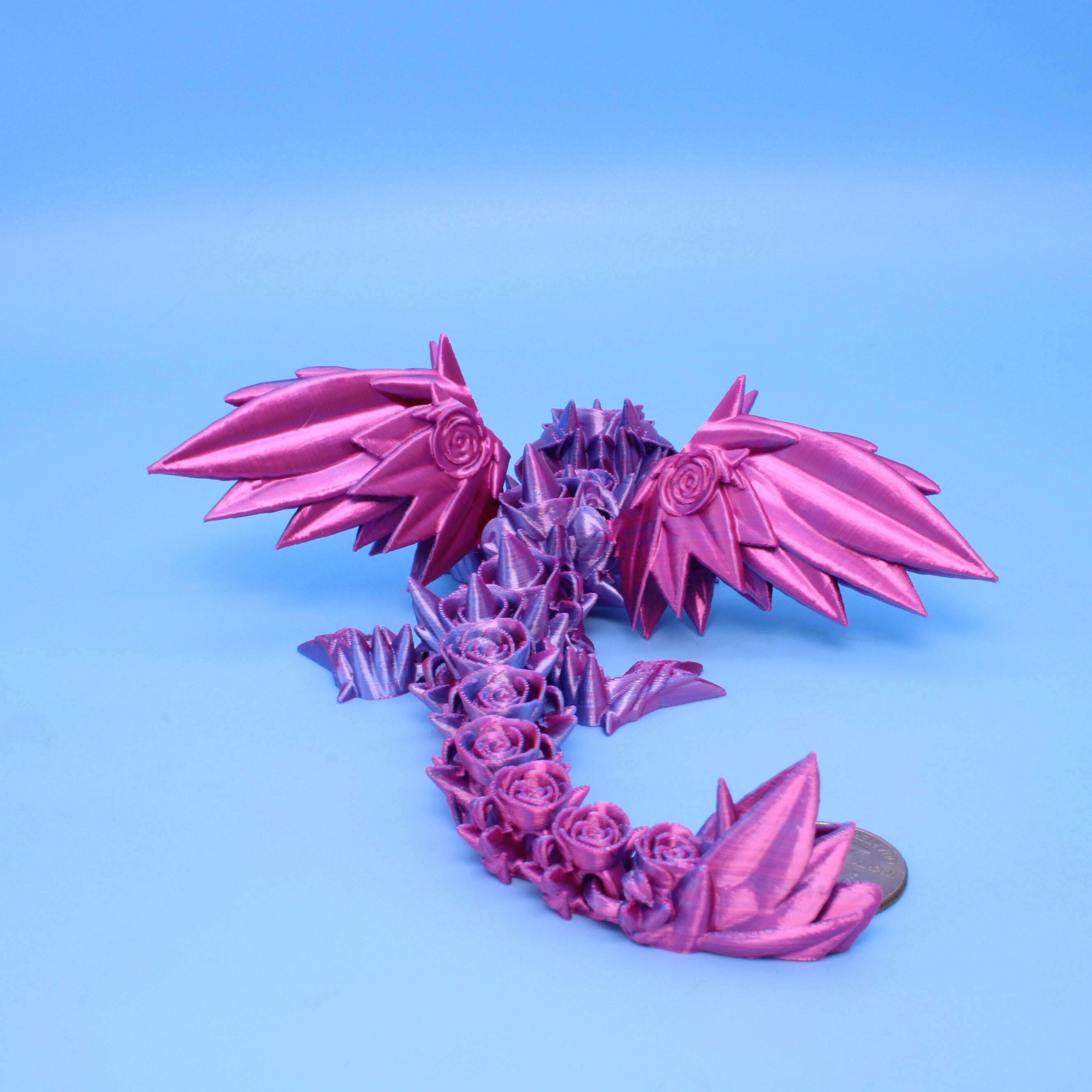 Baby Crystal & Rose Wing Dragon | Miniature | 3D printed | 7 in.