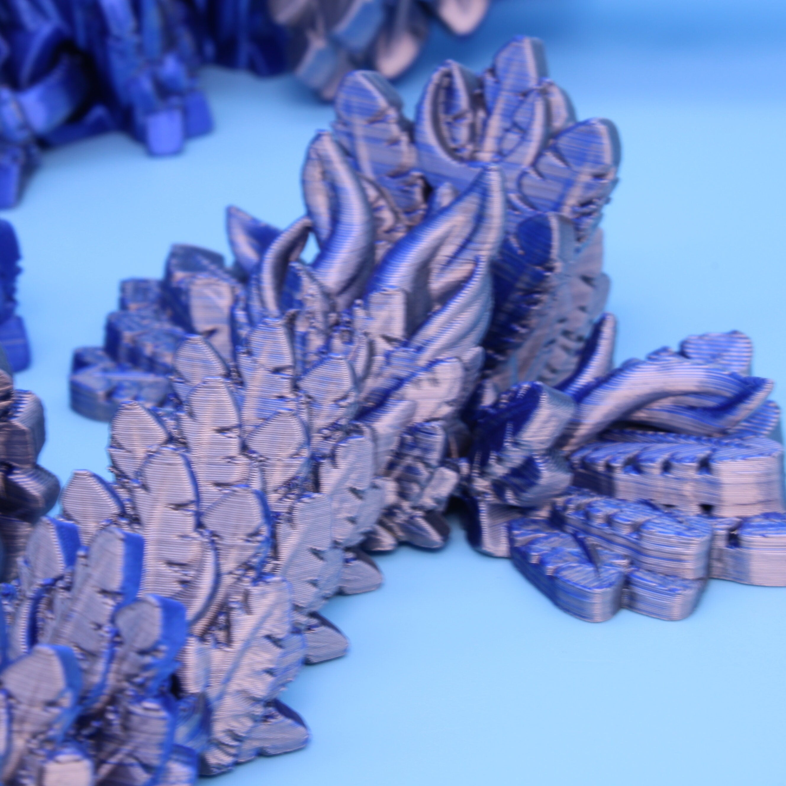 Lunar Wing Dragon | Blue / Silver | 3D Printed | 24 inches!