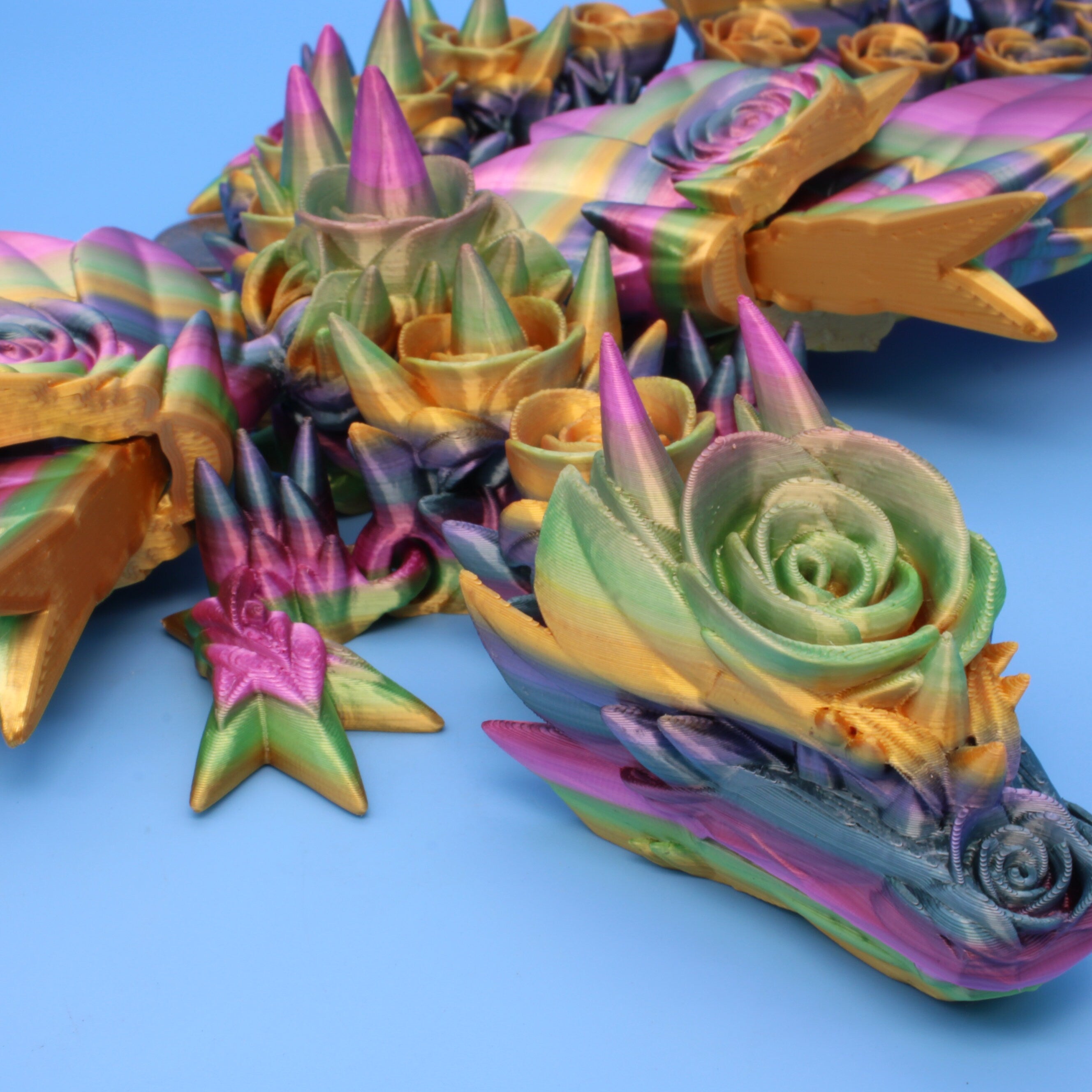 Rose Wing Dragon- Rainbow | 3D Printed | 19 in.