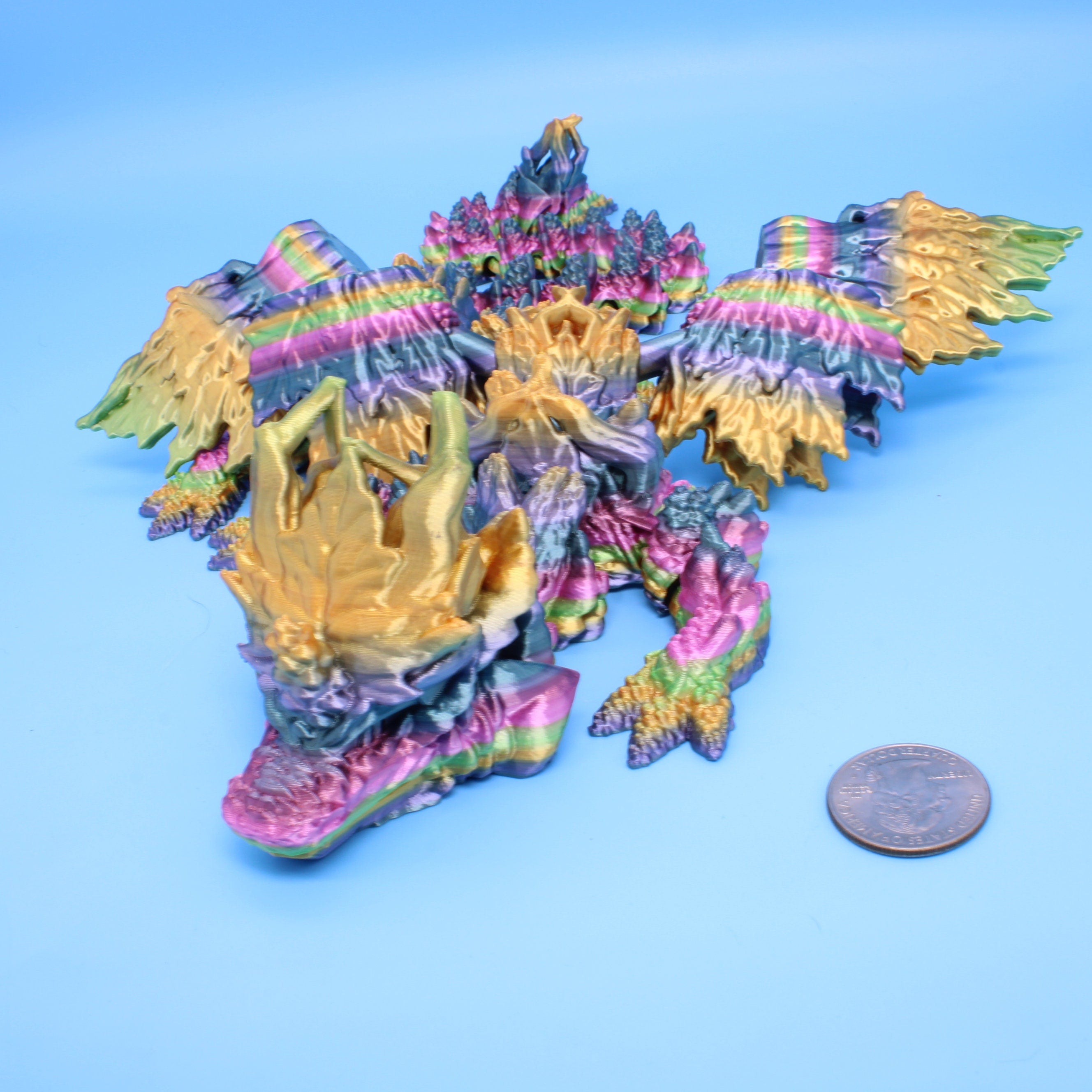 Autumn Wing Dragon | Rainbow | 3D printed | 19 in.