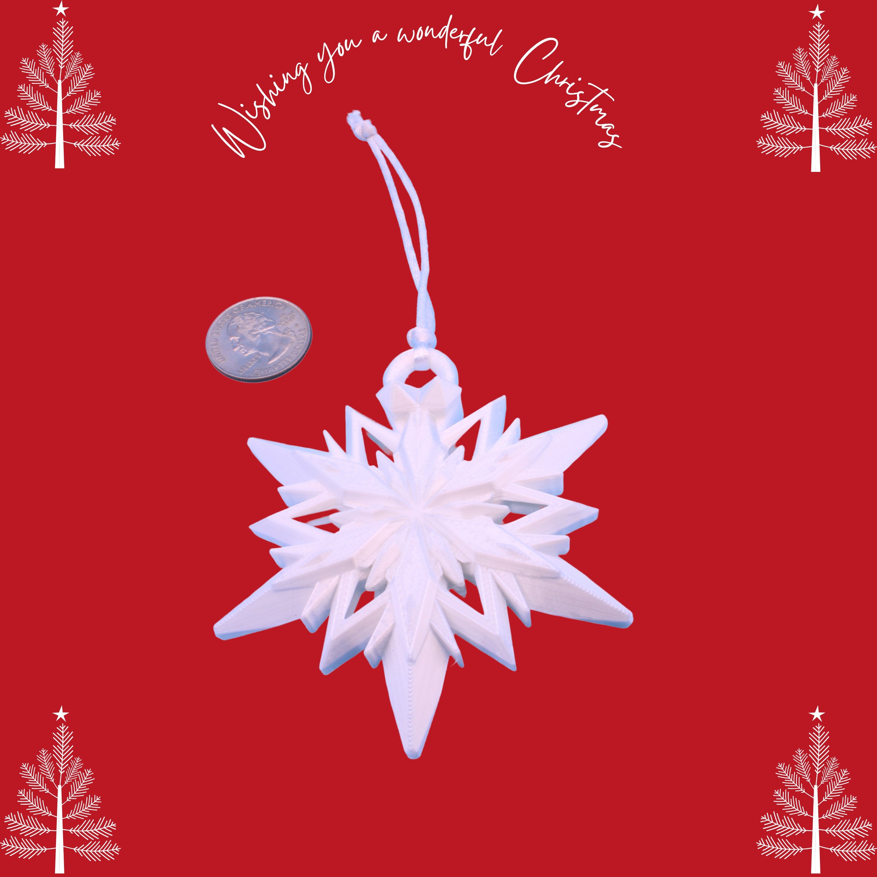 Snowflake Christmas Tree Ornament | 3D Printed