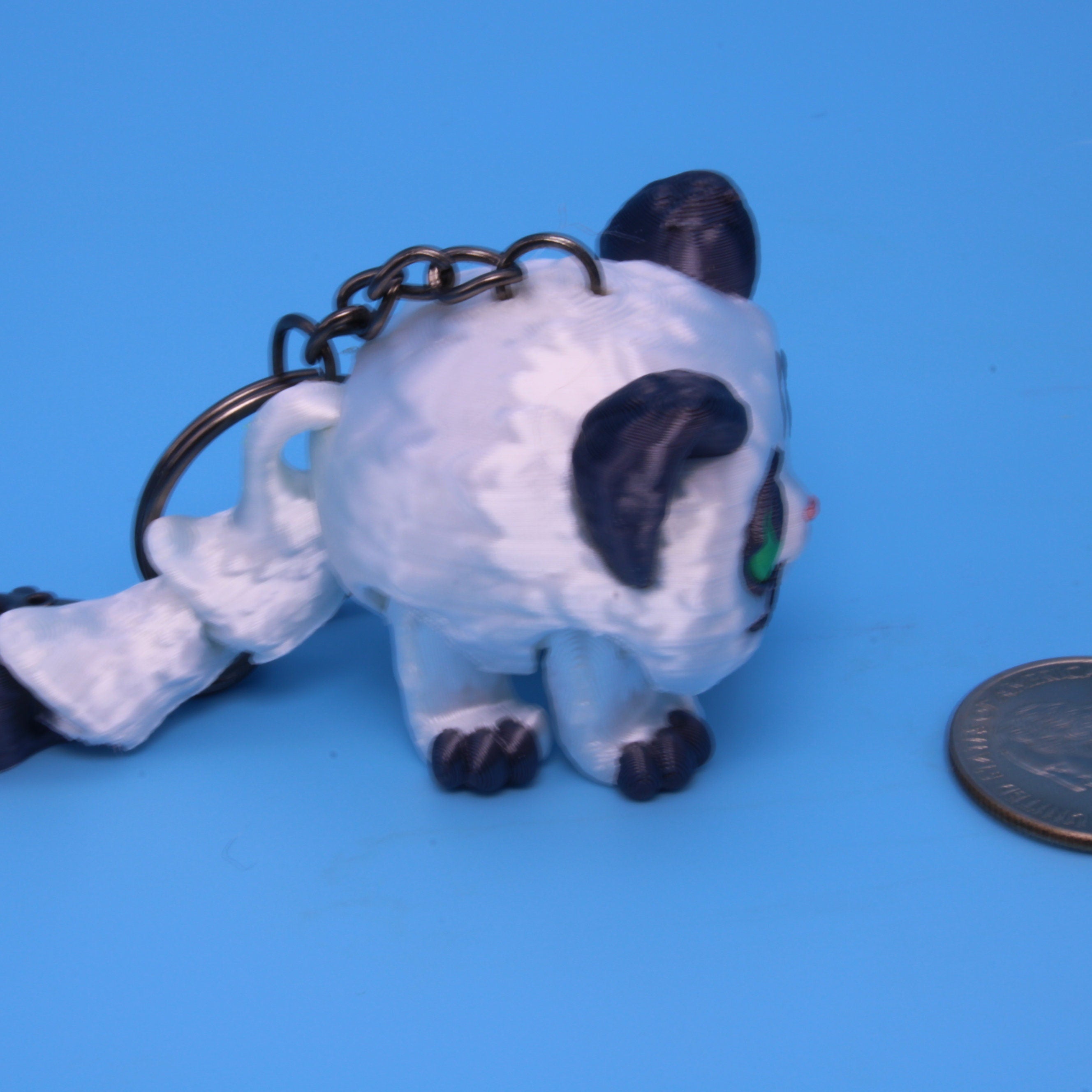 White / Black Cat Puff Keychain - 3D Printed