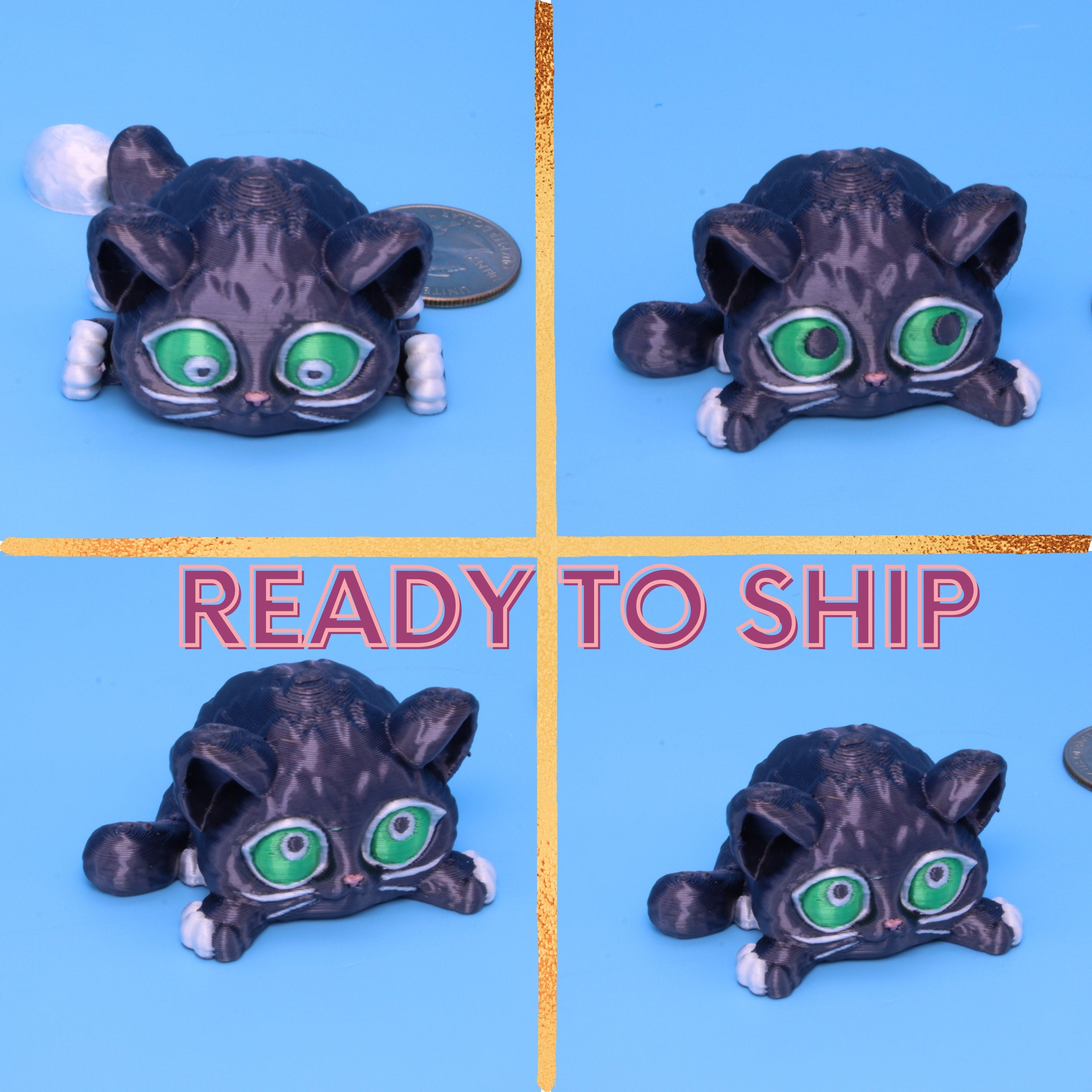 Black Cat Puff | 3D Printed