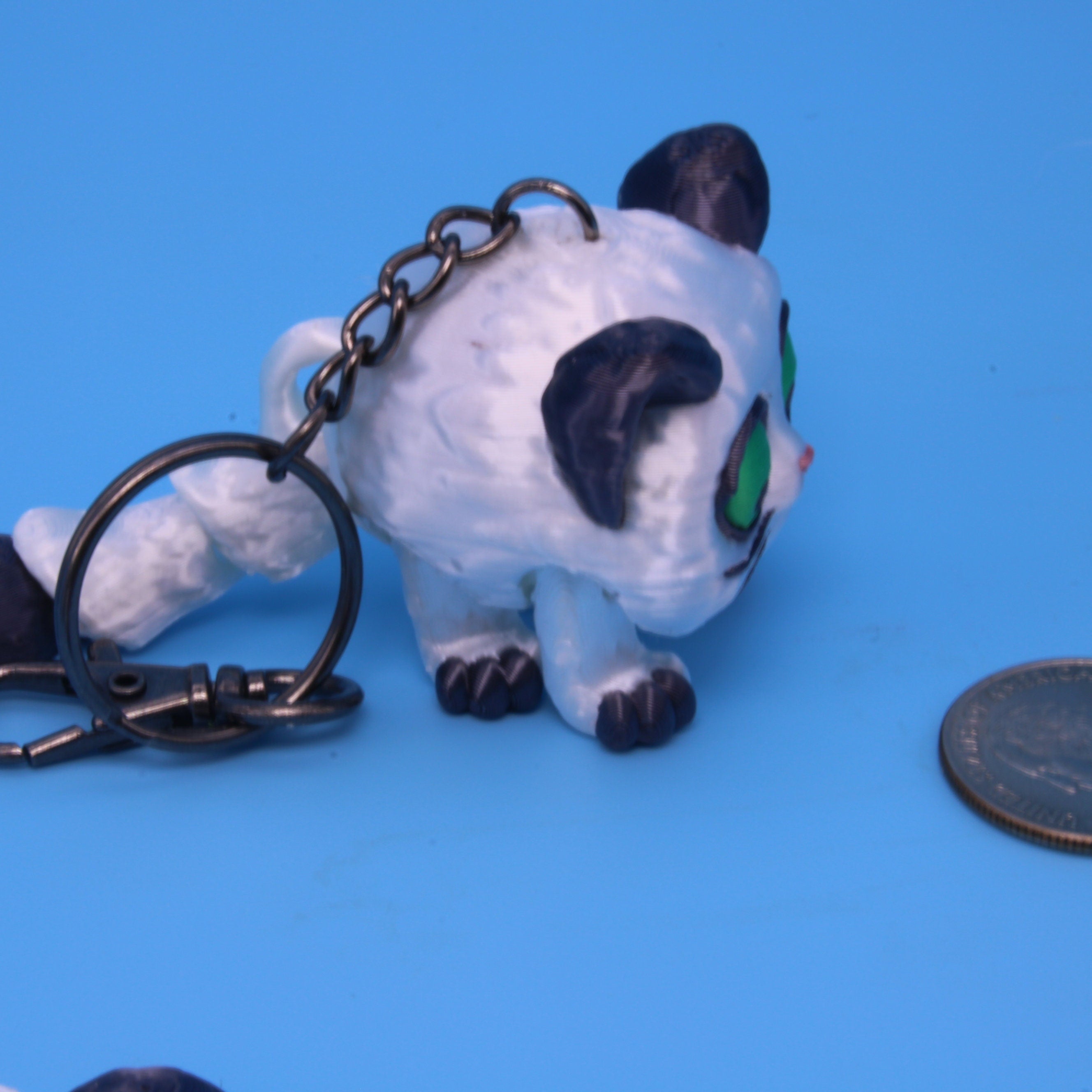 White / Black Cat Puff Keychain - 3D Printed