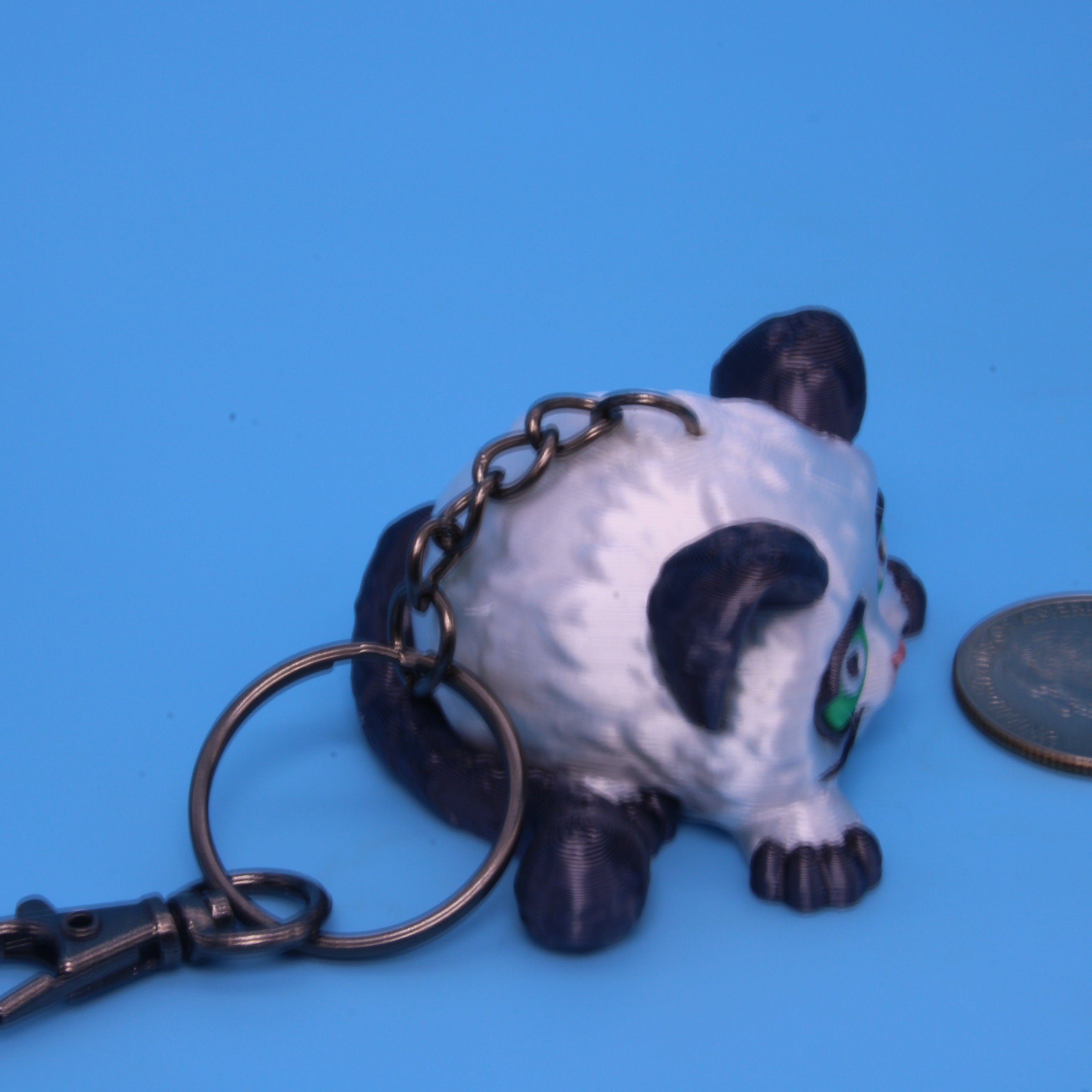 White / Black Cat Puff Keychain - 3D Printed
