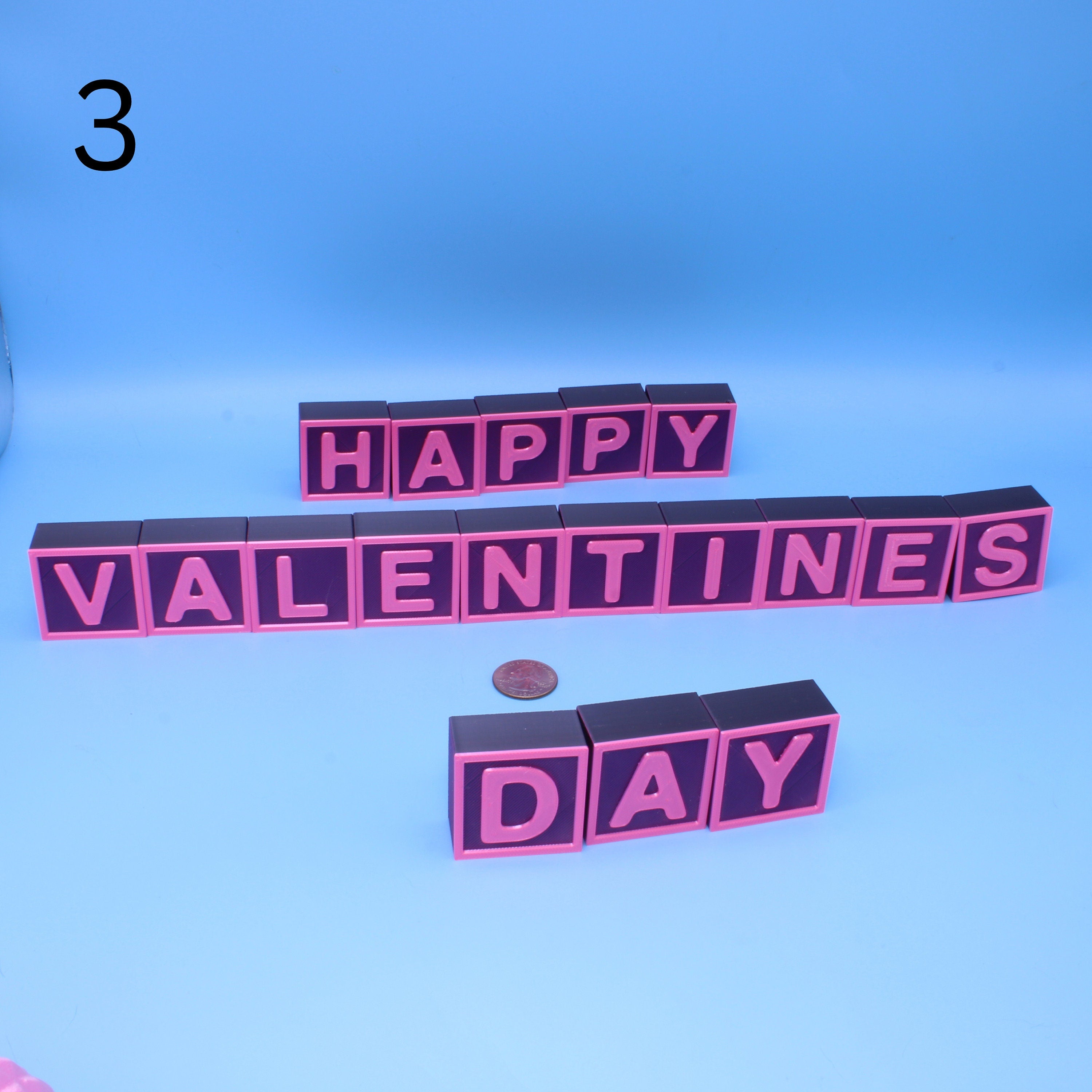 Blocks Valentines Day Themed - 3D Printed