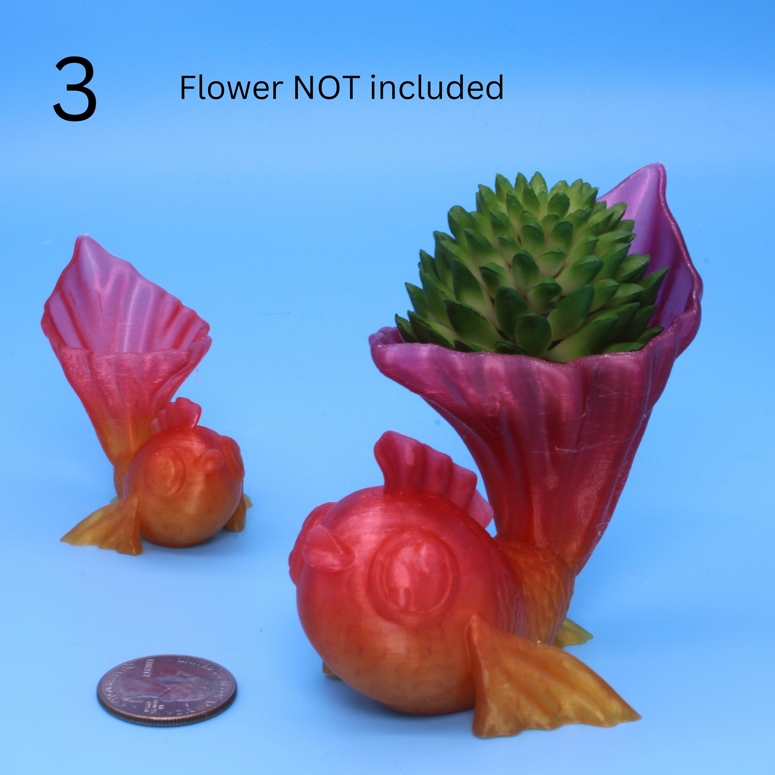 Miniature Fish Plant Holder, 3D Printed Flower pot for succulents