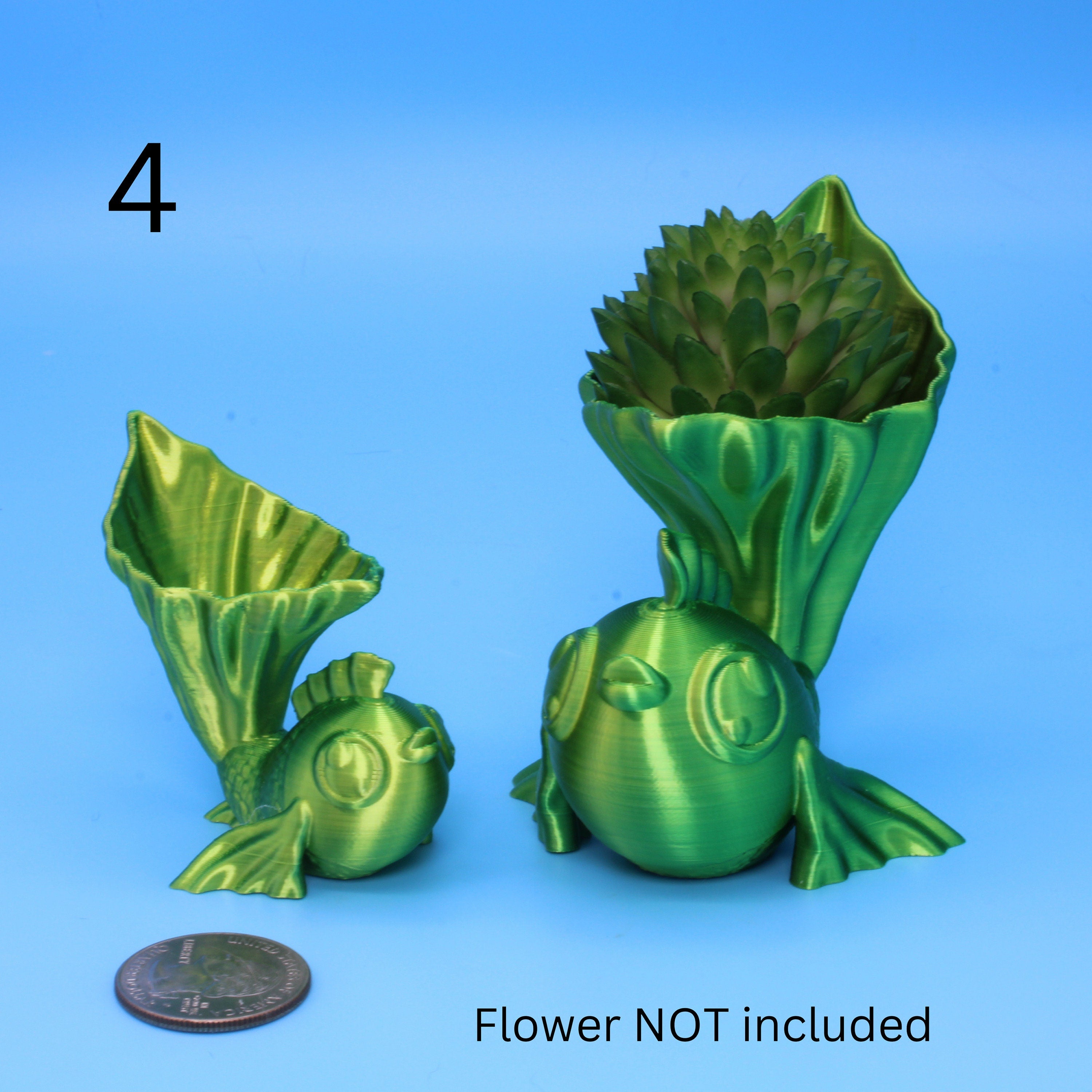 Miniature Fish Plant Holder, 3D Printed Flower pot for succulents