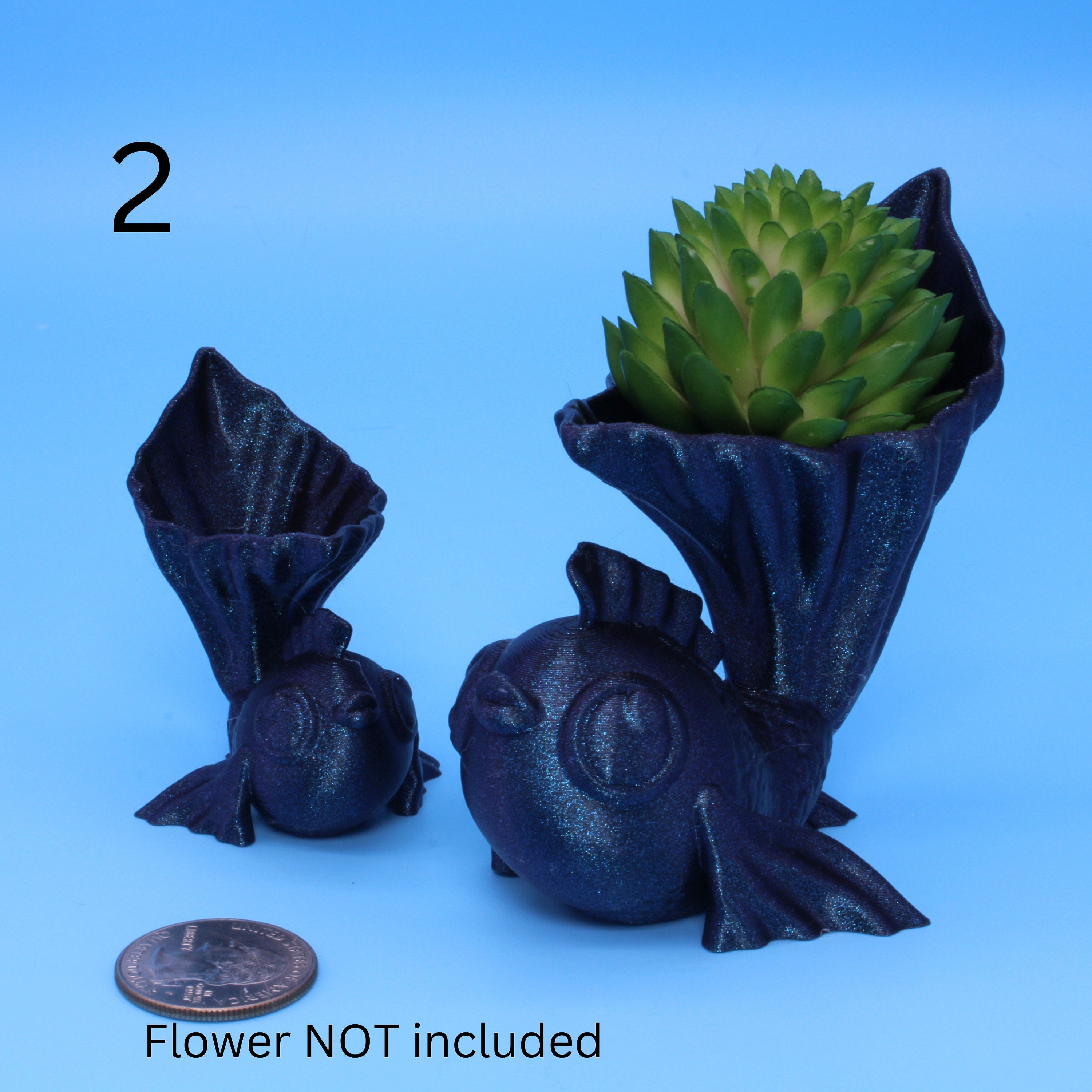 Miniature Fish Plant Holder, 3D Printed Flower pot for succulents
