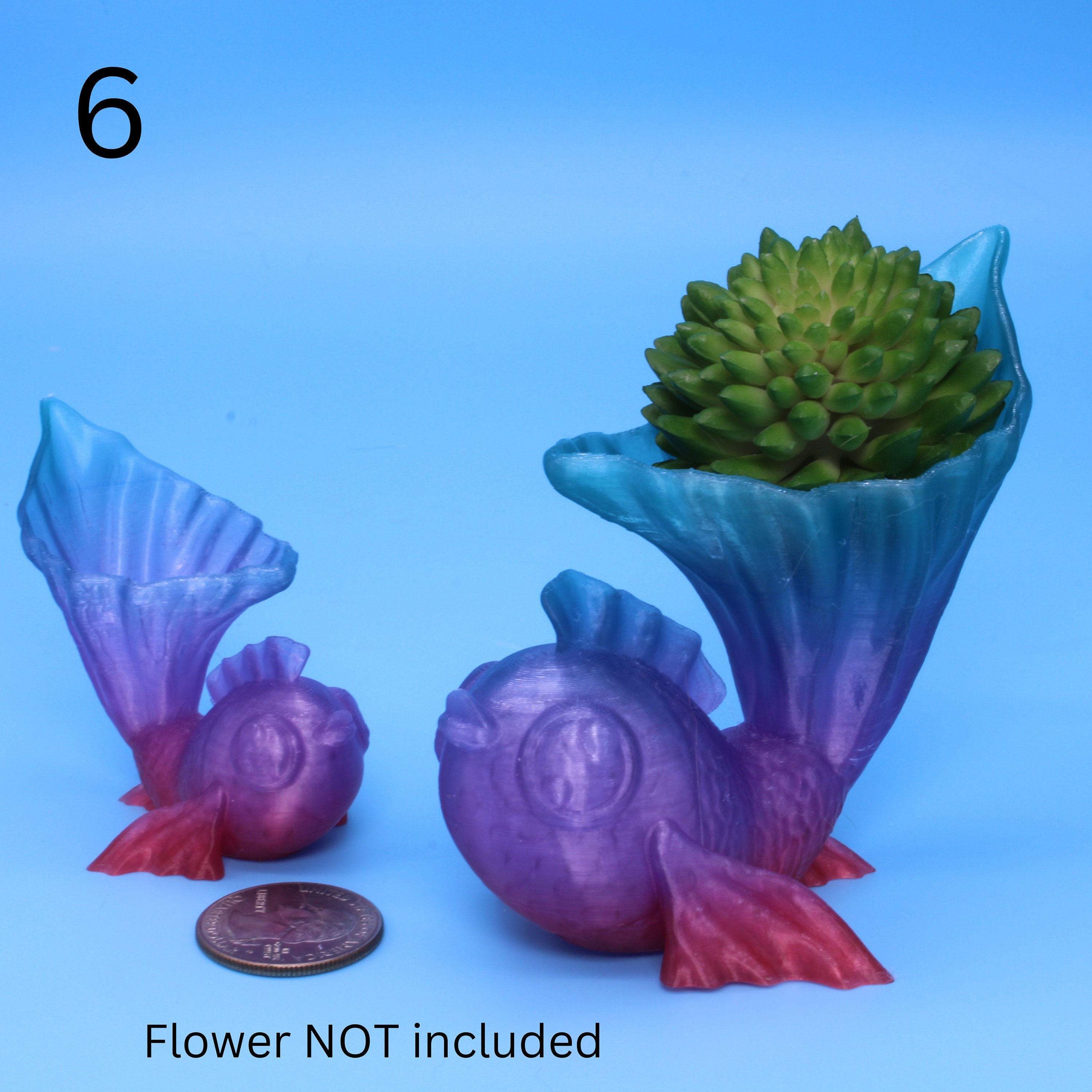 Miniature Fish Plant Holder, 3D Printed Flower pot for succulents