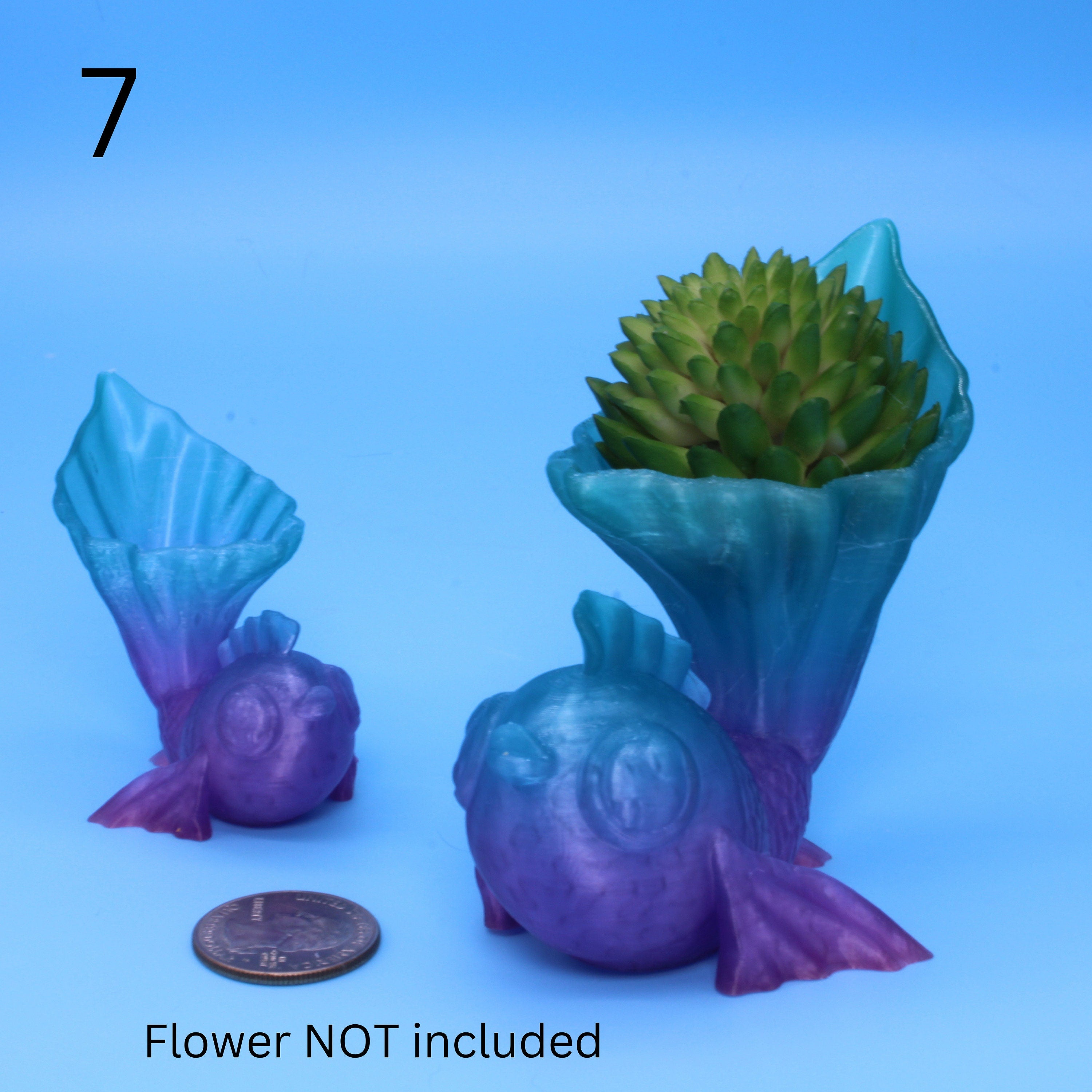 Miniature Fish Plant Holder, 3D Printed Flower pot for succulents