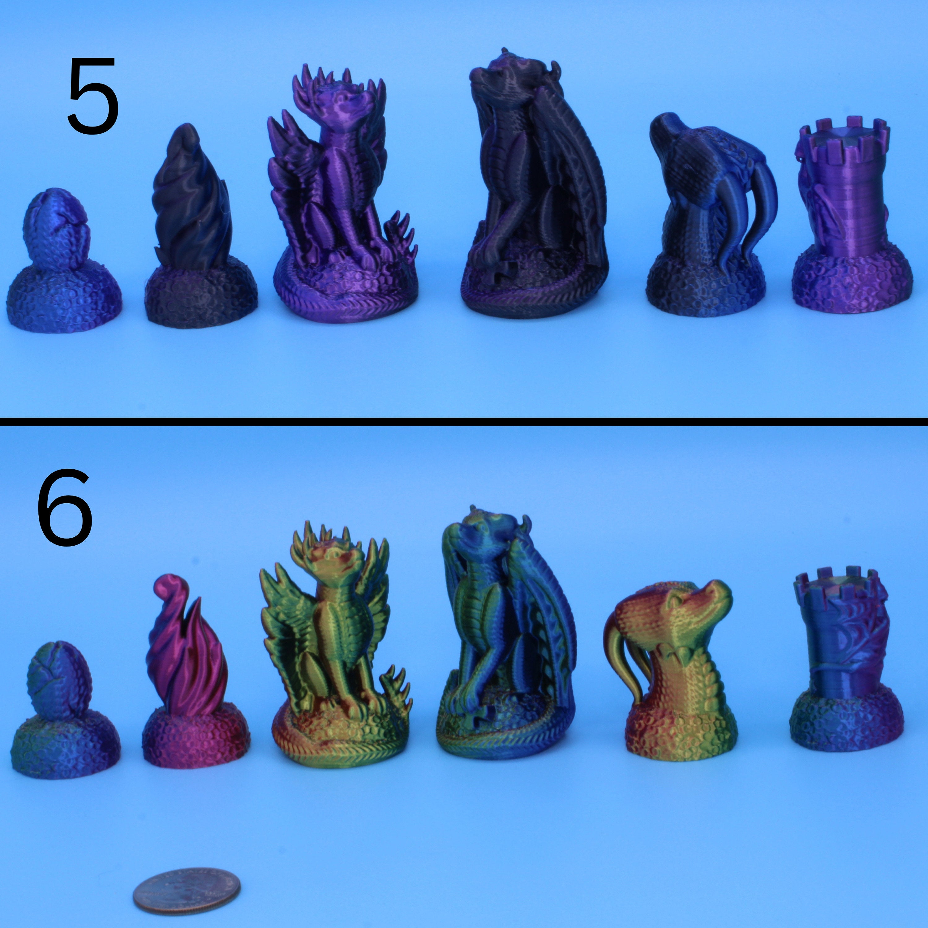 Dragon Chess Set 14 Variations - 3D Printed, Kekreations Authorized Seller.