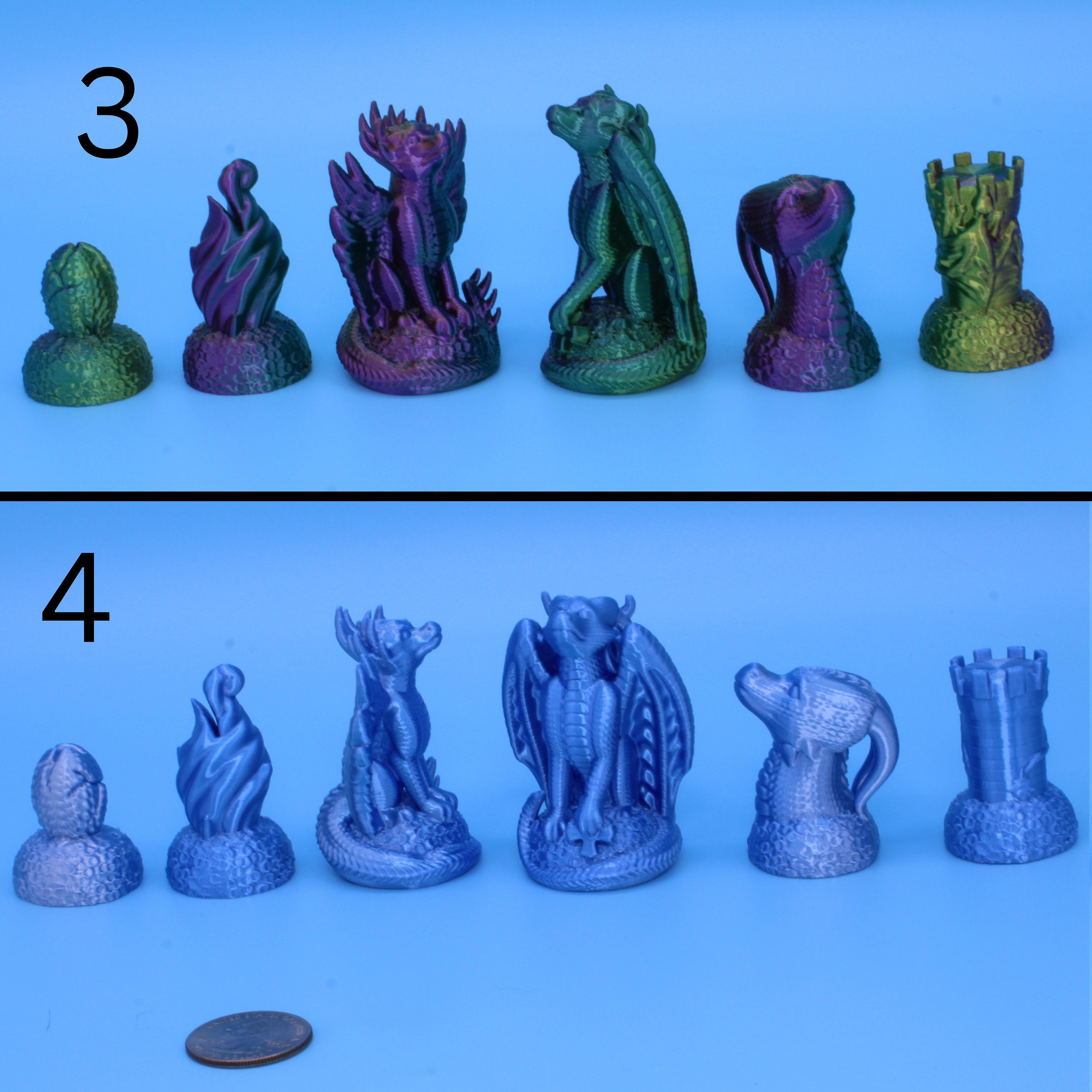 Dragon Chess Set 14 Variations - 3D Printed, Kekreations Authorized Seller.